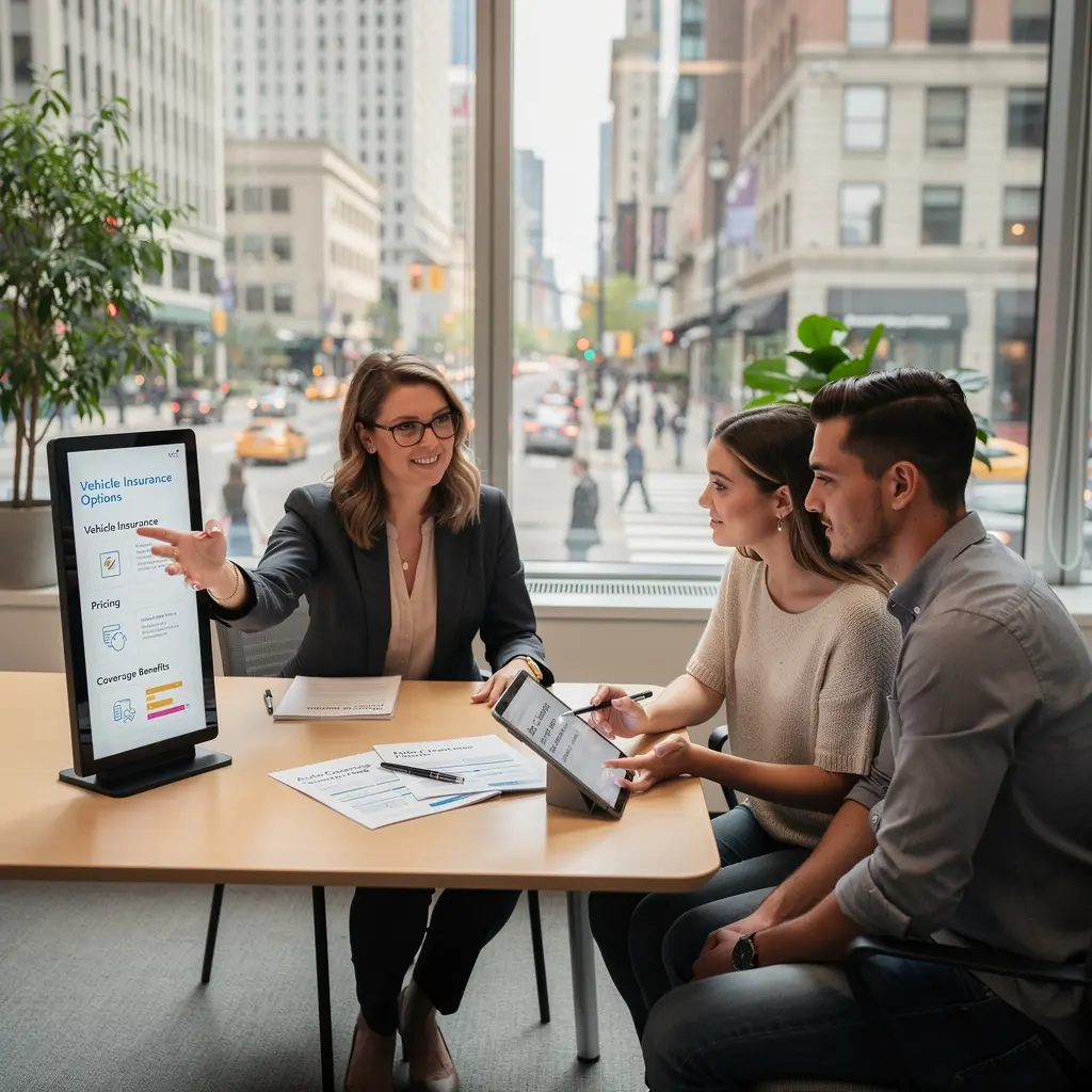 Страхование автомобиля в США с различными вариантами покрытия и прозрачными ценами.